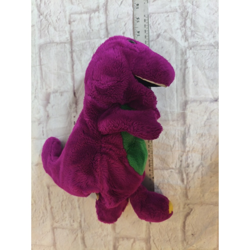 1992 BARNEY Puppet Purple Dinosaur Stuffed Animal 13" Plush Lyons Golden Bear - Picture 12 of 12